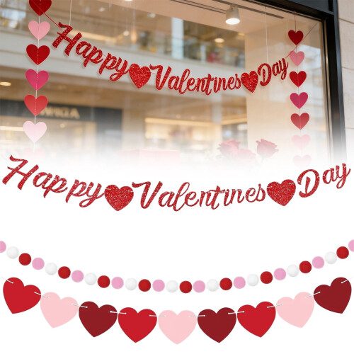 Valentinsdagshjertegirlanderbanner – Gjenbrukbart gårdshus 1