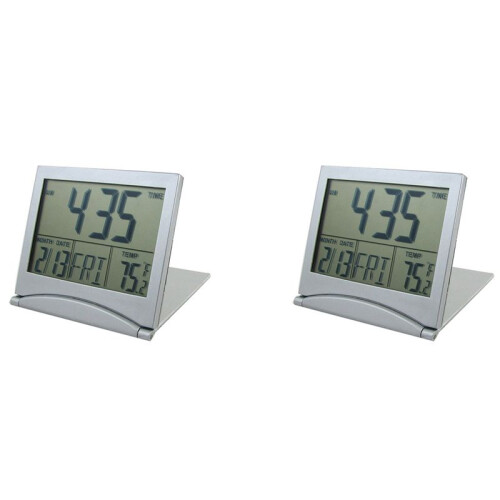 2X Foldable Battery Supply Desktop Calendar Temperature Digital Alarm Clock