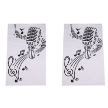 2X Microphone Music Note Wall Art Musical Notes Sticker for Ktv Bar Background Home Decorations