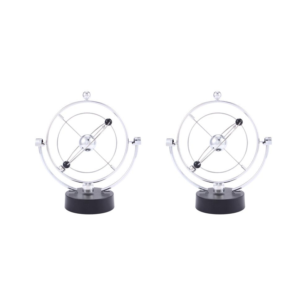 2X Perpetual Motion Desk Sculpture Toy - Kinetic Art Planet Balance Mobile - Magnetic Executive Office Home Decor 6031029730535