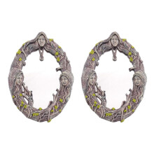 2X Triple Moon Goddess Wall Mirror Trinity Wall-Mounted Mirror with Five-Pointed Retro Hanging Mirror