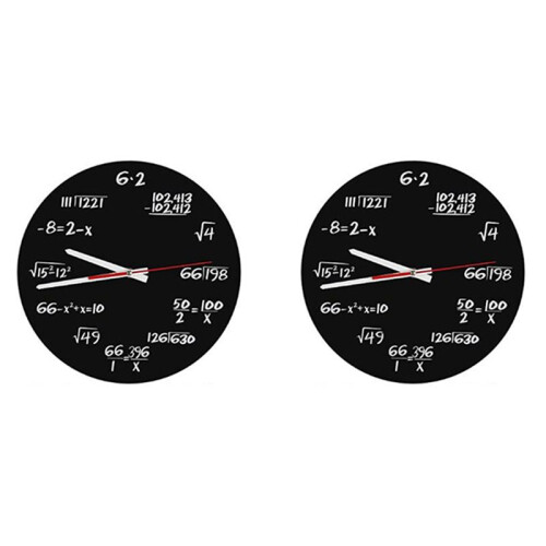 2X Math Wall Clock , Math Formulas Clock Quiz Clock in Black And White Unique Math Equation Clock for Home, Office