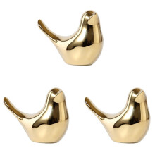 3X Polar House Golden Bird Figurines Modern Keramik FåGelstatyer Djurskulptur Heminredning Hantverk Guld Keramik -XL