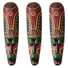 3X Wooden Mask Wall Hanging Solid Wood Carving Painted Facebook Wall Decor Home Decorations African Totem Mask Crafts A