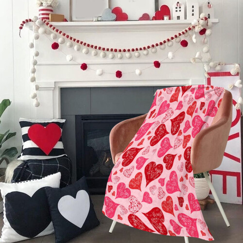 Couverture duveteuse à cœurs pour la Saint-Valentin 99 x 130 cm 2