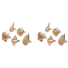 10X Coastal Theme Sea Shells Metal Napkin Rings for Weddings Receptions,Dinner Parties,Family Gatherings,Table Supplies