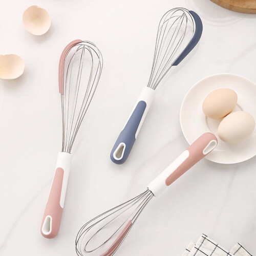 2-in-1 Whisk with Silicone Bowl Scraper, Multi-functional Egg Beater & Mixer for Kitchen Baking 2