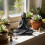 Sort meditationsbuddhaskulptur 10x8,5 cm 3