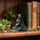 Sort meditationsbuddhaskulptur 10x8,5 cm 4