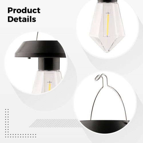 Lanternas Solares Suspensas Pretas 4,3x3,5 polegadas para Exterior 2