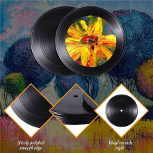 Vinyl Records 7 Inch CD voor Room Decor CD Wall Decor Vinyl Records Decor Zwart Fake Records Decor (24 Stuks)