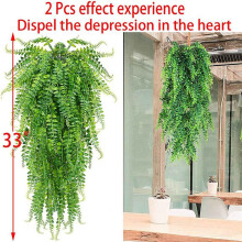 6 Pièces Artificielles Fougères Suspendues Plantes Vigne Faux Lierre Boston Fougère Plante Suspendue En Plein Air Résistant Aux UV Plantes En