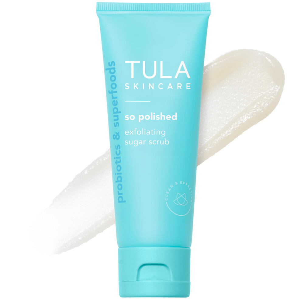 Tula Skin Care So Polished Exfoliating Sugar Scrub - Face Scrub, Gently Exfoliates With Sugar, Papaya, And Probiotic Extracts For