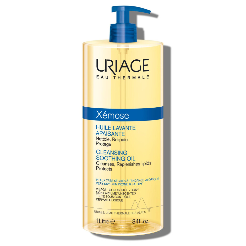 Uriage Xã©Mose Cleansing Soothing Oil - Face & Body Cleanser & Shower Gel - Long-Lasting Comfort For Dry, Sensitive Skin Prone To