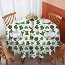 St. Patrick's Day and Beer Mugs Round Tablecloth 60", Wrinkle-Resistant Wipeable Cover for Kitchen, Dining, Picnic & Patio