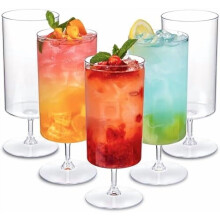 Lot de 12 verres à vin en plastique transparent de 414 ml (14 oz) avec pied
