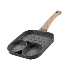 Nonstick 3-Section Grill Pan for Stove Tops, Steak Griddle & Breakfast Cooking, Induction Compatible