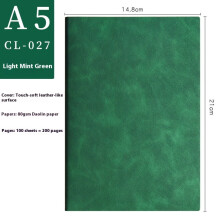 Groen notitieboek met harde kaft, A5-formaat, geruite kaft, dik papier, 200 pagina's, notitieboek voor op reis, kantoor of school.