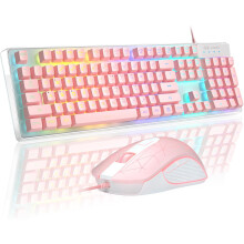 Gaming Keyboard and Mouse Combo, K1 RGB LED Backlit Keyboard with 104 Key for PC/Laptop(White)
