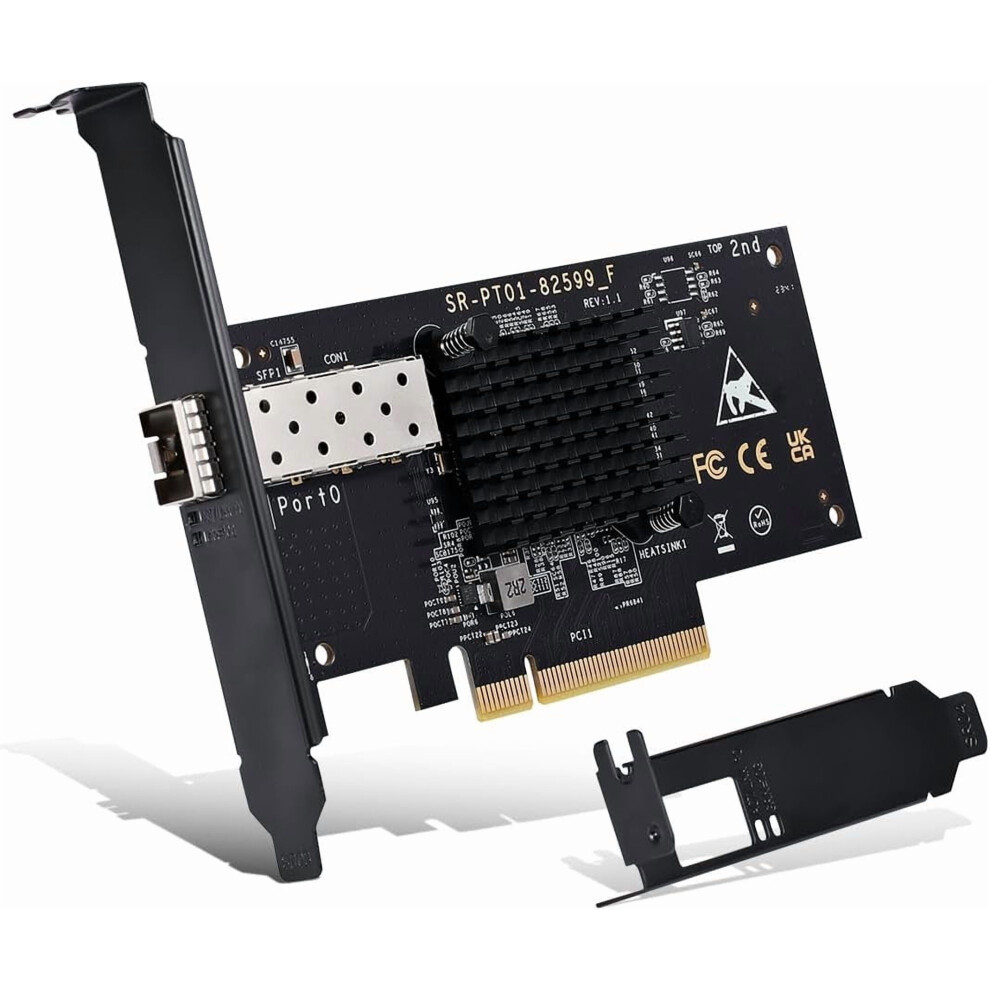 10Gb Sfp+ Pcie Nic Card With 82599 (X520-Da1) Controller, 10Gbps Ethernet Adapter, Compatible With Windows/Windows Server/Vmware 9402001151551