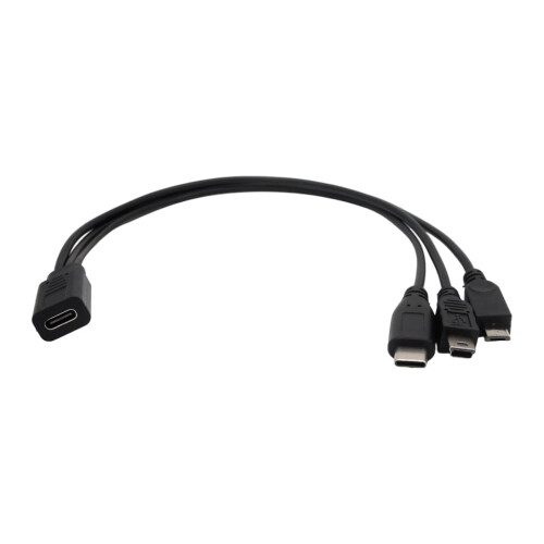Καλώδιο USB C θηλυκό σε 3 αρσενικά τύπου C/Micros 5 ακίδων/Mini 5 ακίδων, ανθεκτικότητα,