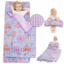 Toddler Nap Mat with Pillow & Minky Dot Blanket – Large Thick Sleeping Mat for Preschool, Daycare, Kindergarten, Travel – Compatible with Kids