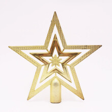 Christmas Tree Topper - 5-Pointed Star Shaped Ornament, Christmas Tree Decoration Gold Plastic Star for Xmas Tree Indoor Party Home Decor