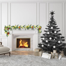 Guirlanda de pinheiro Norfolk de 1,8 m com toque realista para lareira – folhagem natalina artificial exuberante, decoração para ambientes