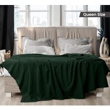 Forest Green 100% Cotton Blanket [Queen Size - 90x90 Inch] 350GSM Lightweight, Soft and Breathable Thermal Blanket for All Seasons