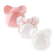 Gorro elástico de 3 piezas para bebé niña, gorro de hospital para recién nacidas con un bonito diseño de lazo para bebés de 0 a 3 meses.