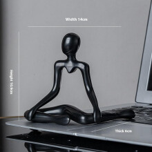(Posture assise noire) Statue du Penseur, sculpture abstraite en résine de collection, ornement de bureau, cadeau de Noël, décoration pour bureau