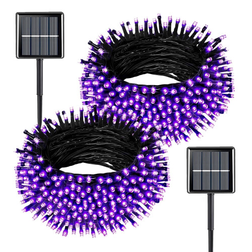 Συσκευασία 2 τεμαχίων 72ft Μωβ Ηλιακά Φώτα Halloween, 400LED, Αδιάβροχα, 8 Λειτουργίες, για