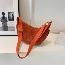 HauiWeiLyai Damen-Umhängetasche aus Cord, einfarbig, Schultertasche im Dumpling-Stil – leichte, modische Stofftasche, geeignet für Studentinnen