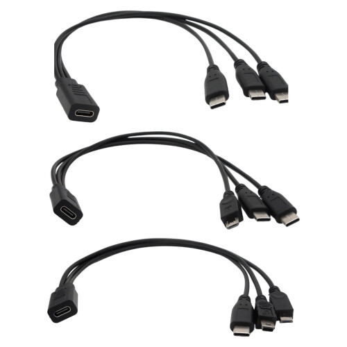 Καλώδιο USB C θηλυκό σε 3 αρσενικά τύπου C/Micros 5 ακίδων/Mini 5 ακίδων, ανθεκτικότητα, 1