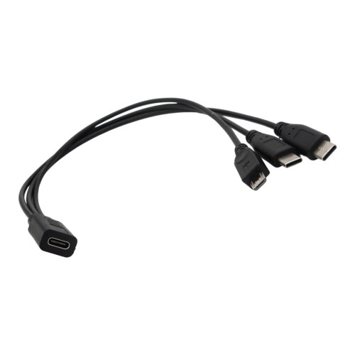 Καλώδιο USB C θηλυκό σε 3 αρσενικά τύπου C/Micros 5 ακίδων/Mini 5 ακίδων, ανθεκτικότητα, 2