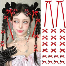 Mini lazos para el cabello para mujeres y niñas, color rojo, set de 22 piezas.