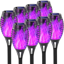 8-Pack Solar Torch Lights with Flickering Flame, 12-LED, IP65 Waterproof, Compatible with Outdoor Garden, Yard & Patio