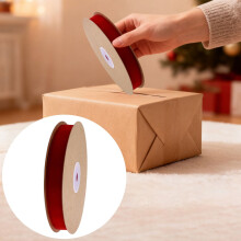 Panglică de catifea cu lățimea de 14 cm, rolă de 9,7 m – Material moale pentru împachetat cadouri, decorațiuni de Crăciun, meșteșuguri DIY
