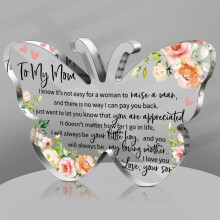 Acrylic Mom Gift Sign Plaque – Mothers Day, Birthday, Christmas, Valentines Gifts from Daughter/Son, 5.91"x5.91", Warm Design