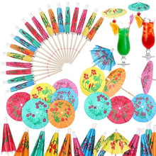 288pcs 4" Assorted Paper Cocktail Umbrellas & Toothpicks – Tropical Parasols for Bar, Tiki Luau, Party Favors (Compatible with Standard Drink