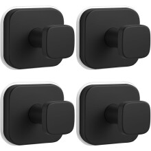 Ganchos de ducha reutilizables con ventosa4unidades negro