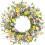 18" Artificial Easter Wreath with Eggs, Daisies, Berries & Eucalyptus – Front Door, Wall, Window Decor 1