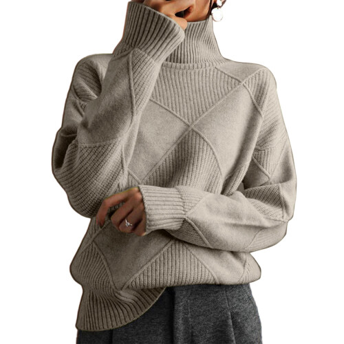 Pull en maille pour femme, manches longues, col rond oversize