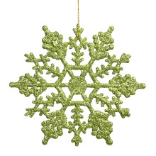 24 adornos de copos de nieve con purpurina y cuerda plateada – Decoración para árbol de Navidad, ventanas y puertas (compatibles con temas