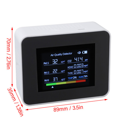 8 en 1 Moniteur d'air intérieur CO2/PM2.5 blanc 2000 mAh 1