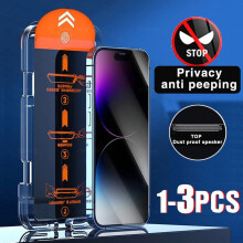 Kit de protectores de pantalla de vidrio templado 9H antipolvo y anti-espía para privacidad (1-3 unidades) Compatible con iPhone 15, 14 Plus/Pro,