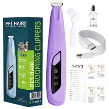 Rechargeable Pet Grooming Clipper with LED Wide Powerful Motor Quiet Operation for Dogs Cats Indoor Outdoor Use Purple 16.5X3.1X1.8CM