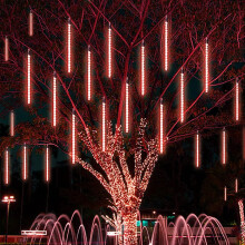 Meteor Shower Lights, 30cm 8 Tube Solar Raindrop Lights Waterproof Snowfall String Lights for Christmas Parties Wedding Christmas Tree