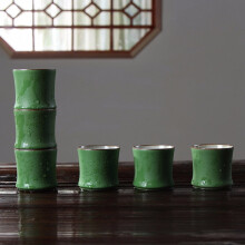 Ceramic Bamboo Teacup Vintage Green Glaze Kung Fu Tea Cup Dragon Boat Festival Gift