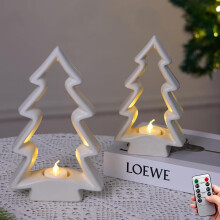 White Ceramic Christmas Trees with LED Lights 2 pcs 9.5"